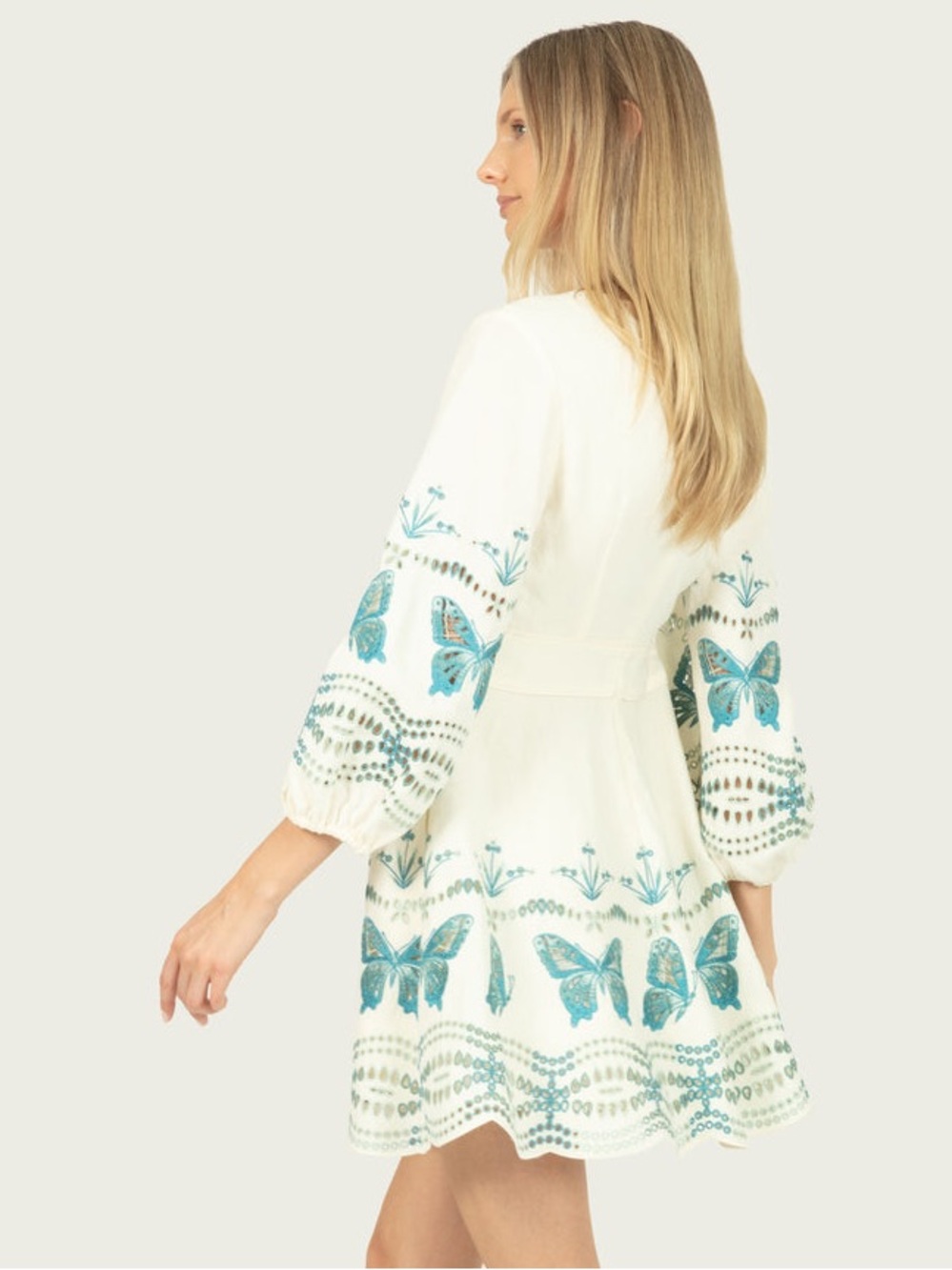 Secret Mission Butterfly Priscilla Dress, Cotton Linen with Embroidery, $695.00 - Picture 9 of 9